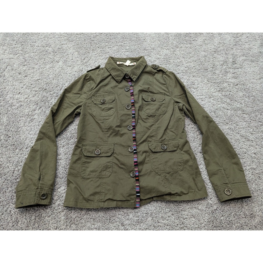 Chelsea & Violet MIlitary Jacket Womens Large Green Button Up Collared Army‎